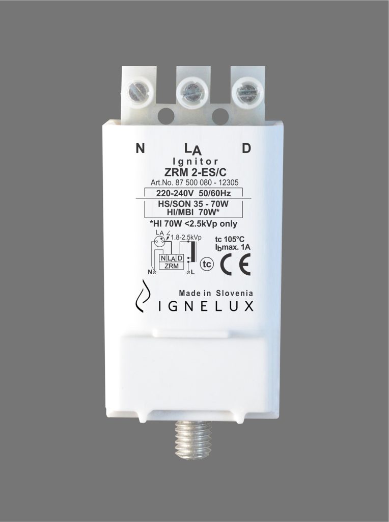 Ignelux Ignitor ZRM 2-ES/C, 220-240V, Art.No. 87 500 080 - 12305 for HS/HI 35-70W lamps.