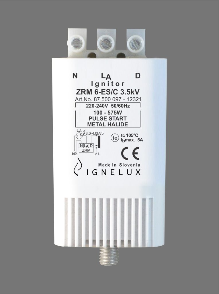 High-performance ZRM 6-ES/C 3.5kV Ignitor for Pulse Start Metal Halide lamps.